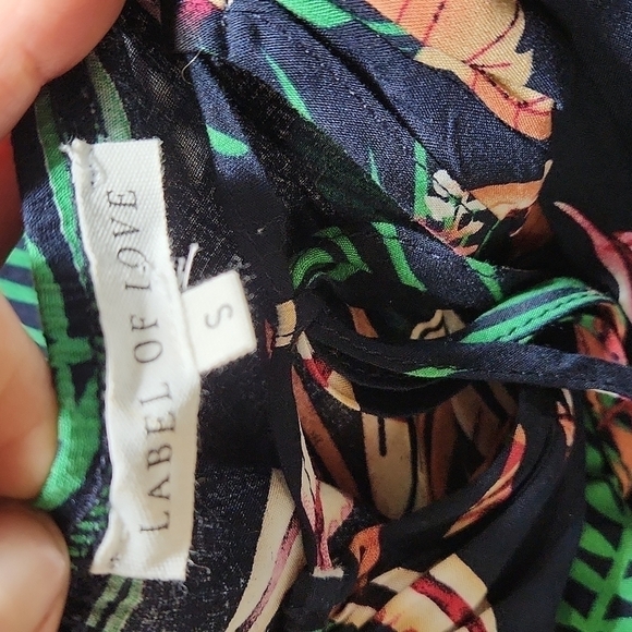 Maxi dress BOHO Floral Leaf Black navy green Off Shoulder Size S LABEL OF LOVE - Picture 11 of 14